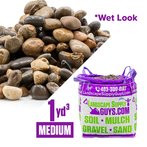 20MM Washed Round Rock 1 Yard Bag Wet Look