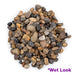 Round pile of multicolored pebbles with 'Wet Look' text on a white background