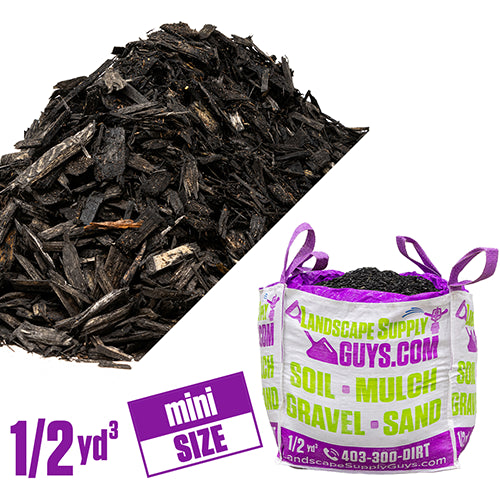 Black mulch 1/2 yard bag ready for delivery in Calgary